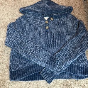 blue super comfy hooded sweater